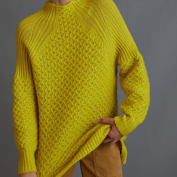 Anthropologie Sweaters - Anthropologie | Bia Mock Neck Tunic Sweater LIME